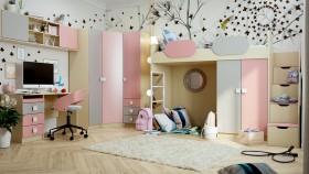 Детская комната Грэйси (Розовый/Серый/корпус Клен) в Усть-Куте - ust-kut.katalogmebeli.com | фото