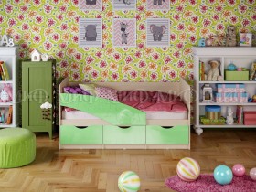 Кровать Бабочки 2,0м (Салатовый металлик) в Усть-Куте - ust-kut.katalogmebeli.com | фото