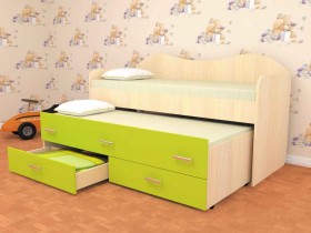 Кровать детская Нимфа двухместная 2.0 Дуб молочный/Лайм в Усть-Куте - ust-kut.katalogmebeli.com | фото