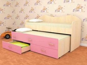 Кровать детская Нимфа двухместная 2.0 Дуб молочный/Розовый в Усть-Куте - ust-kut.katalogmebeli.com | фото