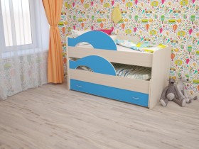 Кровать детская Радуга 1600 Млечный дуб/Голубой в Усть-Куте - ust-kut.katalogmebeli.com | фото