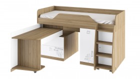 Кровать комбинированная «Оксфорд» (Ривьера/Белый с рисунком) в Усть-Куте - ust-kut.katalogmebeli.com | фото 3