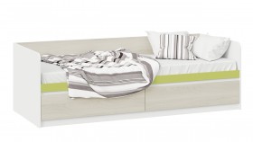 Кровать «Сканди» с 2 ящиками Дуб Гарден/Белый/Зеленый в Усть-Куте - ust-kut.katalogmebeli.com | фото