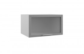 Квадро ГВПГС 800 шкаф верхний горизонтальный глубокий со стеклом высокий (Черника/корпус Серый) в Усть-Куте - ust-kut.katalogmebeli.com | фото
