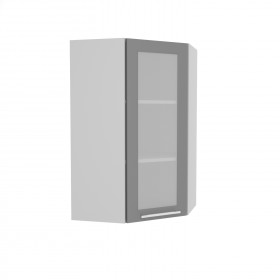 Квадро ВПУС 550 шкаф верхний угловой со стеклом высокий (Черника/корпус Серый) в Усть-Куте - ust-kut.katalogmebeli.com | фото
