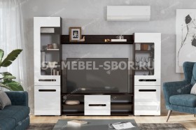 Мебель для гостиной МГС 6 (Исполнение 1/Венге/Белый глянец) в Усть-Куте - ust-kut.katalogmebeli.com | фото 1