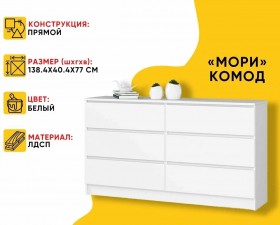 МС Мори Комод МК 1380.6 (МП/3) Белый в Усть-Куте - ust-kut.katalogmebeli.com | фото 20